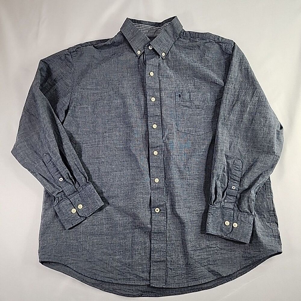 Izod Blue With Plaid Accents Long Sleeve Button Down Large